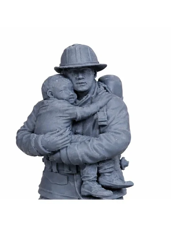 Winter Park Collectibles Heroes in Action Resin Fireman Carrying Baby Figure - Picture 4 of 8